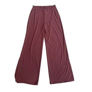 Zara dusty rose pink Flowy wide leg pull on trouser pants slit hem Sz M NWOT
